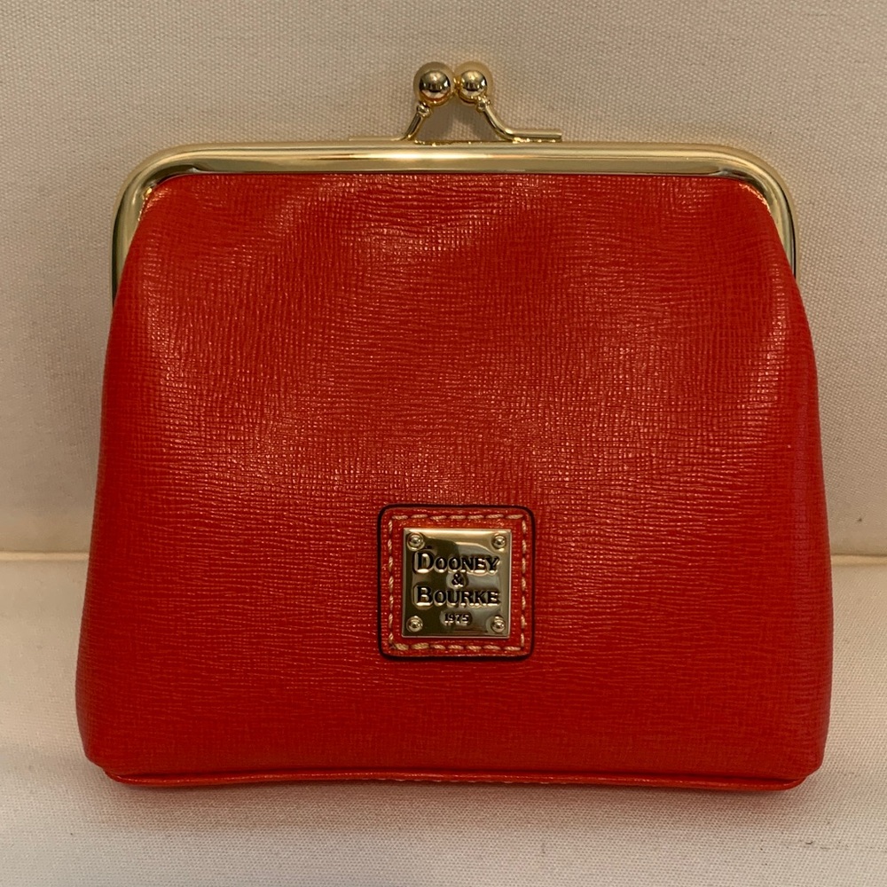 NWT - Dooney & Bourke Vibrant Tomato Red Framed Purse in Saffiano Leather